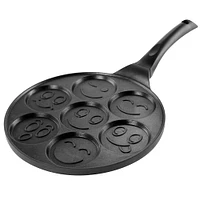 MegaChef 10.5" Happy Face Emoji Aluminum Nonstick Pancake Maker Pan with Cool Touch Handle