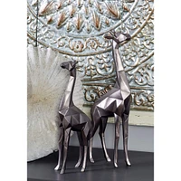 CosmoLiving by Cosmopolitan Silver Polystone Modern Giraffe Sculpture Set