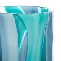 6.5" Small Blue Cylinder Glass Vase