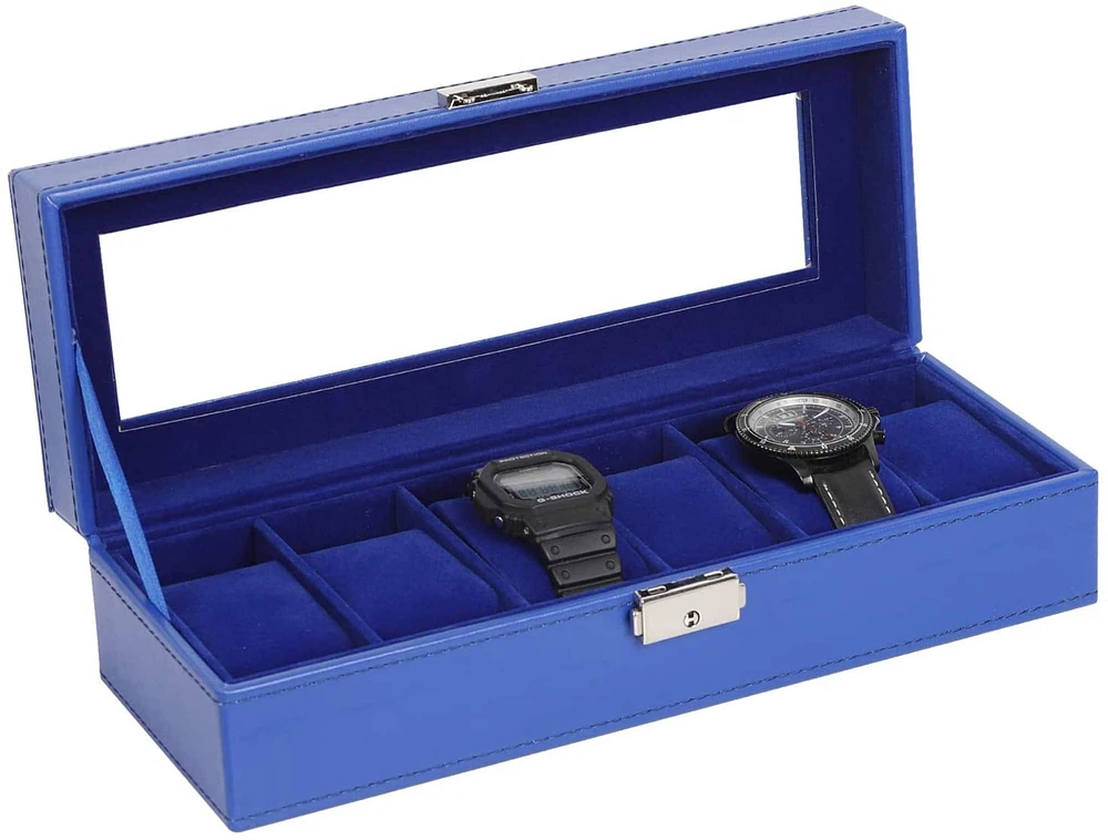 Sapphire Blue Hexa Leather Watch Box