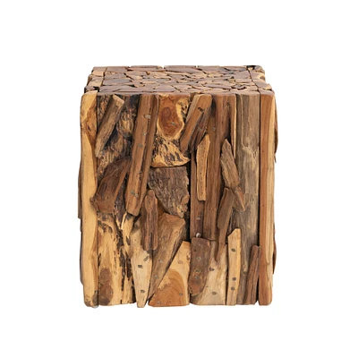 18" Natural Organically Shaped Teakwood Side Table