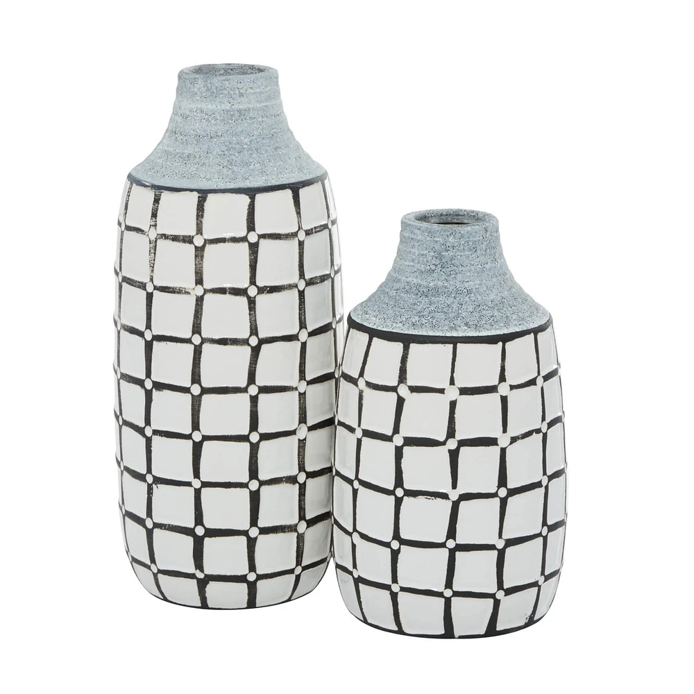 White Ceramic Coastal Vase Set