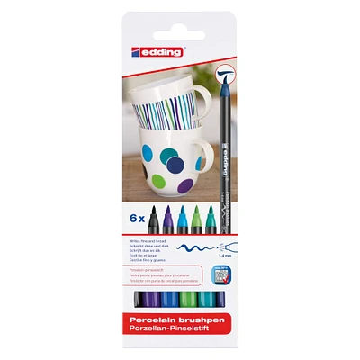 6 Packs: 6 ct. (36 total) edding® 4200 Cool Porcelain Brush Pen Set