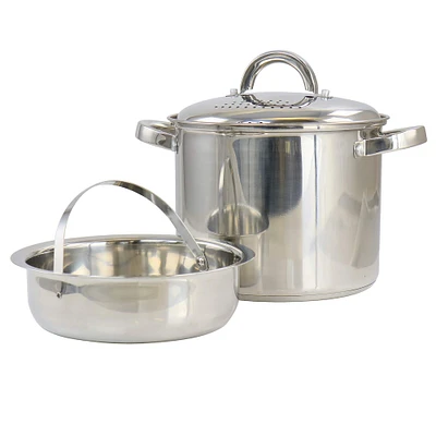 Oster Sangerfield 5qt. Stainless Steel Pasta Pot with Strainer Lid and Steamer Basket