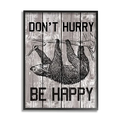 Stupell Industries Don't Hurry Funny Word Sloth Animal Textured Design Framed Wall Art