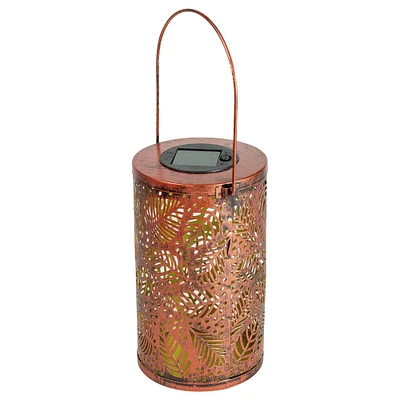 8" Bronze Foliage Outdoor Solar Lantern with Handle