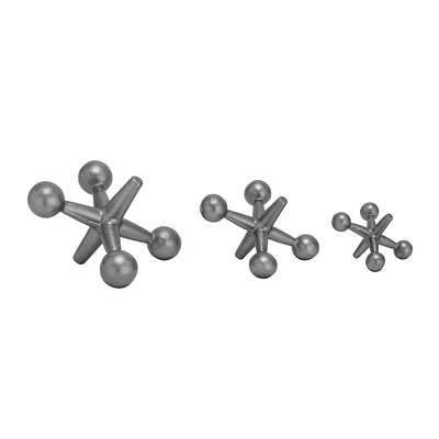 Gray Metal Modern Geometric Sculpture Set