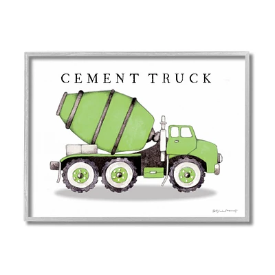 Stupell Industries Green Cement Truck Gray Framed Wall Art