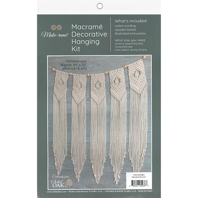 Solid Oak Make-rame™ Beaded Banner Macramé Decorative Hanging Kit