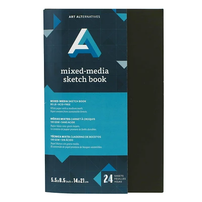 12 Pack: Art Alternatives Artist's Black Book Mixed Media Sketchbook, 5.5" x 8.5"