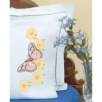 Jack Dempsey Butterfly Perle Edge Stamped Pillowcase Set