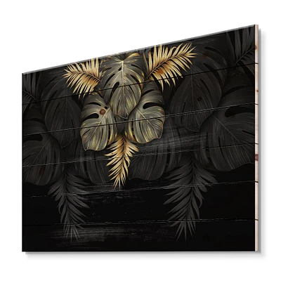 Designart - Black and Gold Tropical Leaves IV