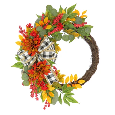 24'' Harvest Dahlia and Eucalyptus Wreath