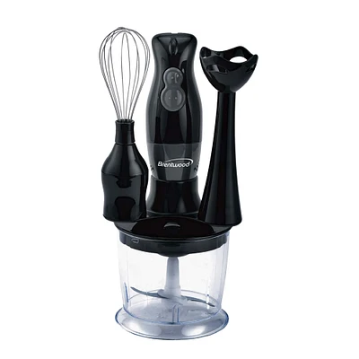 Brentwood Black 2-Speed Hand Blender & Food Processor with Balloon Whisk