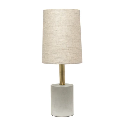 Lalia Home 18" Antique Brass Concrete Table Lamp with Linen Shade