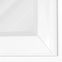 Head West Glossy White 27.5" x 33.5" Framed Beveled Accent Wall Vanity Mirror