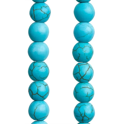 12 Pack:  Turquoise Dyed Howlite Round Beads, 8mm by Bead Landing™