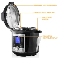 MegaChef 6qt. Stainless Steel Electric Digital Pressure Cooker with Lid