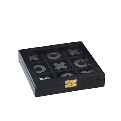 The Novogratz Black Wood & Metal Contemporary Tic-Tac-Toe Game Set