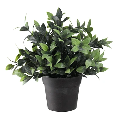 9.5" Artificial Green Spring Foliage in Brown Pot