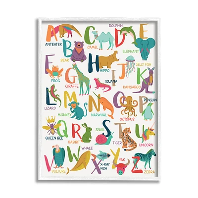 Stupell Industries Joyful Animal Alphabet Kid's Playful ABC Typography in Frame Wall Art