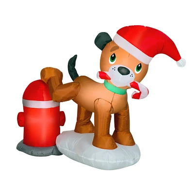 4ft. Airblown® Dog and Fire Hydrant Scene with 2 White LED Lights