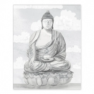 10" Gray Meditative Buddha Tabletop Canvas Décor