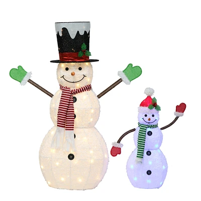 6 Pack: Pre-Lit Blue & White Outdoor Snowman Set