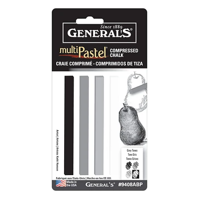 12 Packs: 4 ct. (48 total) General's® MultiPastel® Gray Tones Compressed Chalk