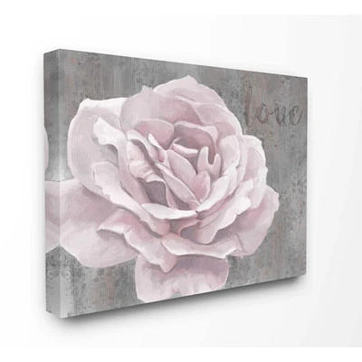 Stupell Industries Love Flower Pink Gray Texture Canvas Wall Art