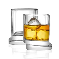 JoyJolt® 9.6oz. Aqua Vitae Square Off Base Whiskey Glasses, 2ct.