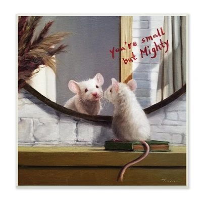 Stupell Industries Small but Mighty Sentiments Adorable Mouse in Mirror, 12" x 12"