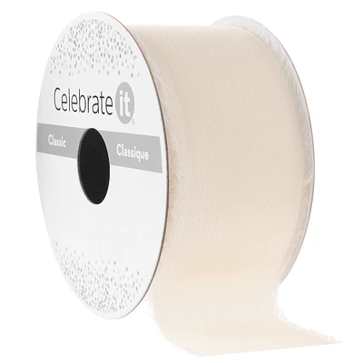 1.5" x 3yd. White Raw Satin Ribbon by Celebrate It® Classic