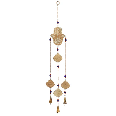 Brown Mango Wood Eclectic Style Windchime, 5" x 32"