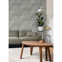 RoomMates Geo Puzzle Faux Grasscloth Peel & Stick Wallpaper