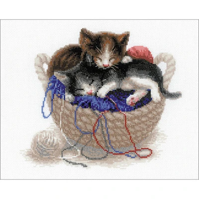 RIOLIS Kittens In A Basket Cross Stitch Kit