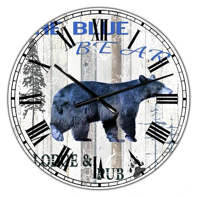 Designart the Blue Bear Large Cottage Wall Clock