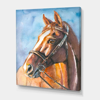 Designart - Portrait of A Brown Horse - Farmhouse Canvas Wall Art Print