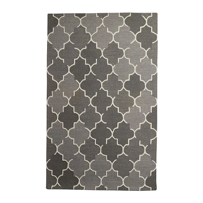 Gray Wool Modern Hand Hooked Rug, 5ft. x 8ft.