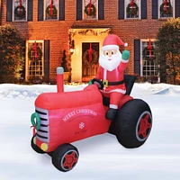 6ft. Inflatable Christmas Santa on Vintage Tractor