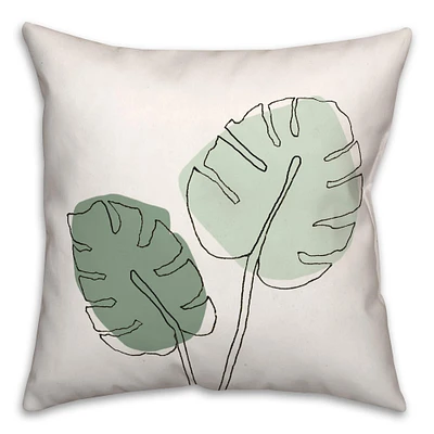 Sketch Monstera Leaf Colors 18" x 18" Throw Pillow