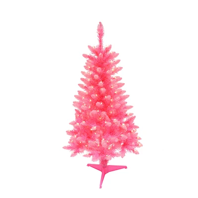 6 Pack: 4ft. Pre-Lit Pink Fashion Pine Artificial Christmas Tree, Clear Lights