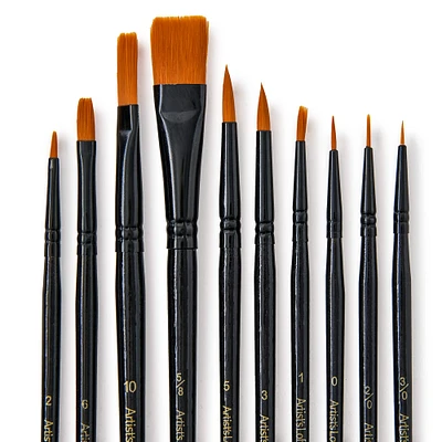 12 Packs: 10 ct. (120 total) Necessities™ Golden Synthetic Acrylic Brush Set by Artist's Loft™