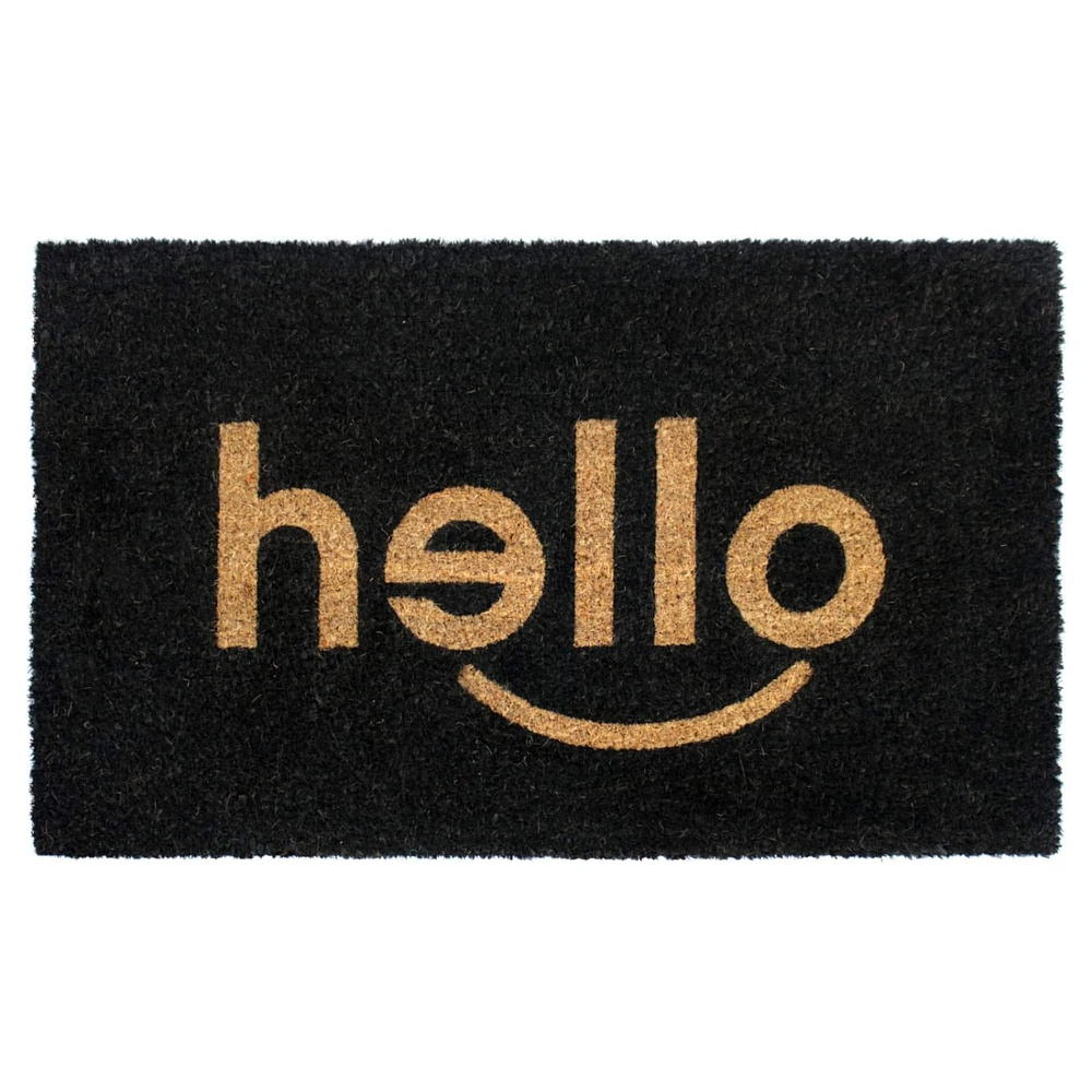 RugSmith Black Hello Machine Tufted Doormat