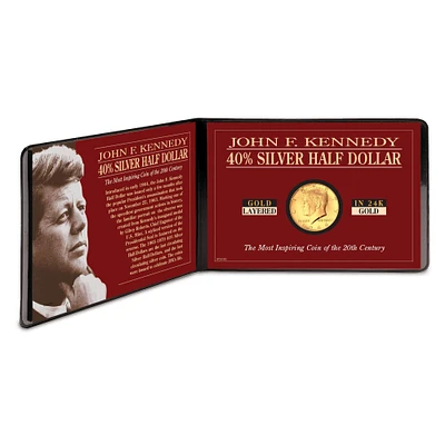 Pure Gold Layered Silver JFK Half Dollar Coin