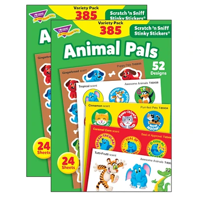Trend Enterprises® Animal Pals Stinky Stickers® Variety Pack, 2 Packs of 385