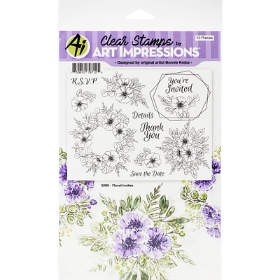 Art Impressions Floral Invites Clear Stamps