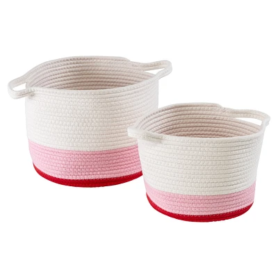 Honey Can Do Red & White Ombré Nesting Cotton Rope Storage Basket Set