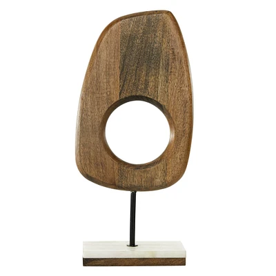 18" Brown Mango Wood Modern Sculpture