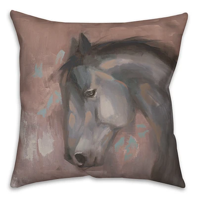 Horse On Red Throw Pillow